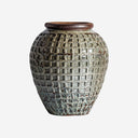 Tinaja decorativa de cerámica en tonos verdes 64 x 76 cm