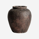 Tinaja decorativa de terracota en tonos marrones
