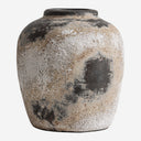 Tinaja decorativa de terracota en tonos neutros 25 x 28 cm