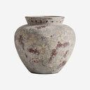 Tinaja decorativa de terracota en tonos neutros 35 x 32 cm