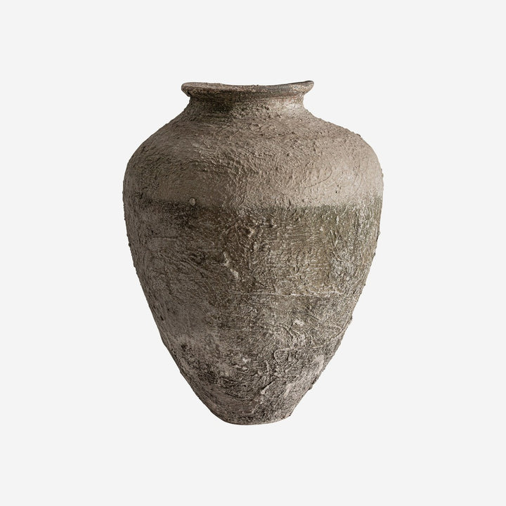 Tinaja decorativa de terracota en tonos neutros 62 x 78 cm