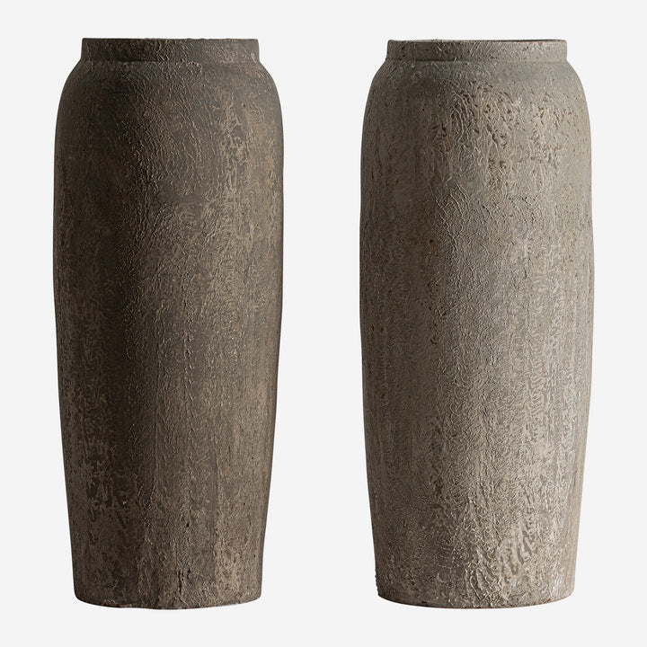 Tinaja decorativa de terracota en tonos oscuros 30 x 80 cm