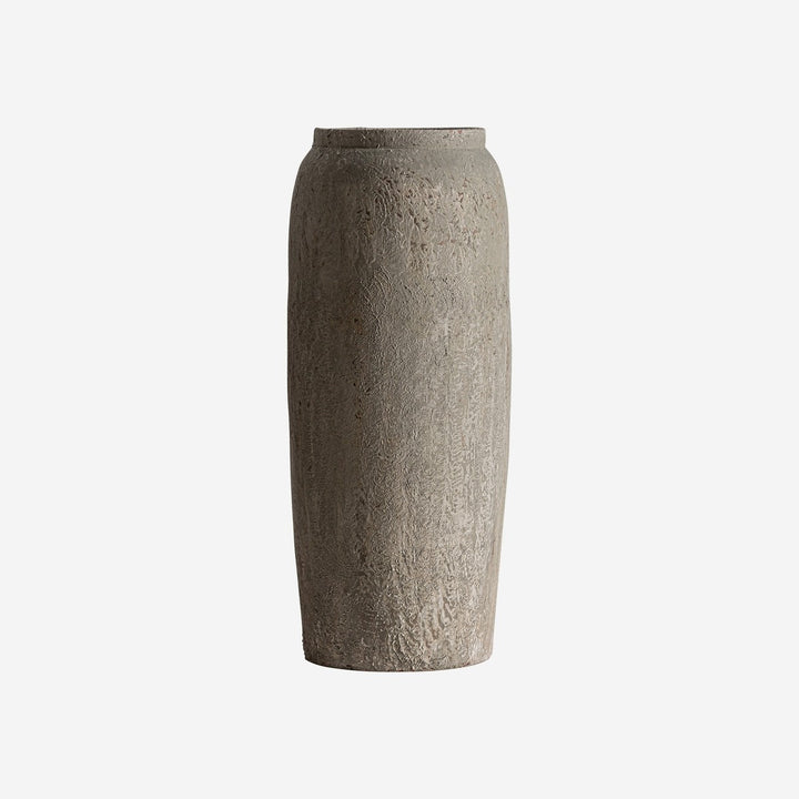 Tinaja decorativa de terracota en tonos oscuros 30 x 80 cm