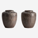 Tinaja decorativa de terracota en tonos oscuros 33 x 38 cm