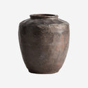Tinaja decorativa de terracota en tonos oscuros 33 x 38 cm