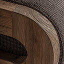 Tumbona de exterior de madera de teca reciclada en color marrón 92 x 212 x 88 cm – detalle