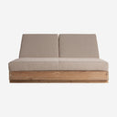 Tumbona de exterior de madera de teca reciclada en color marrón de estilo colonial – 210 x 160 x 21 cm