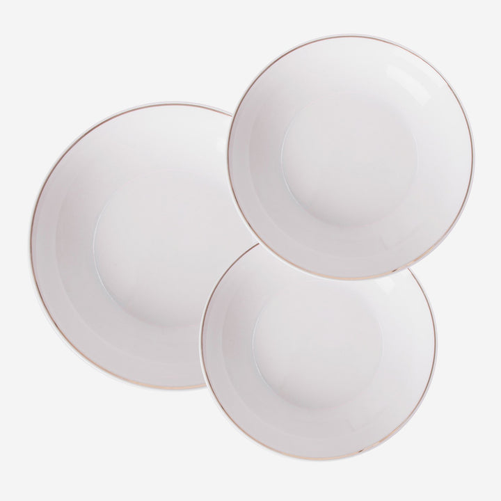 Vajilla de porcelana en color blanco 26 x 3 cm (juego de 18)