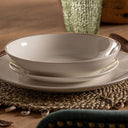Vajilla de porcelana en color blanco 26 x 3 cm (juego de 18) – detalle