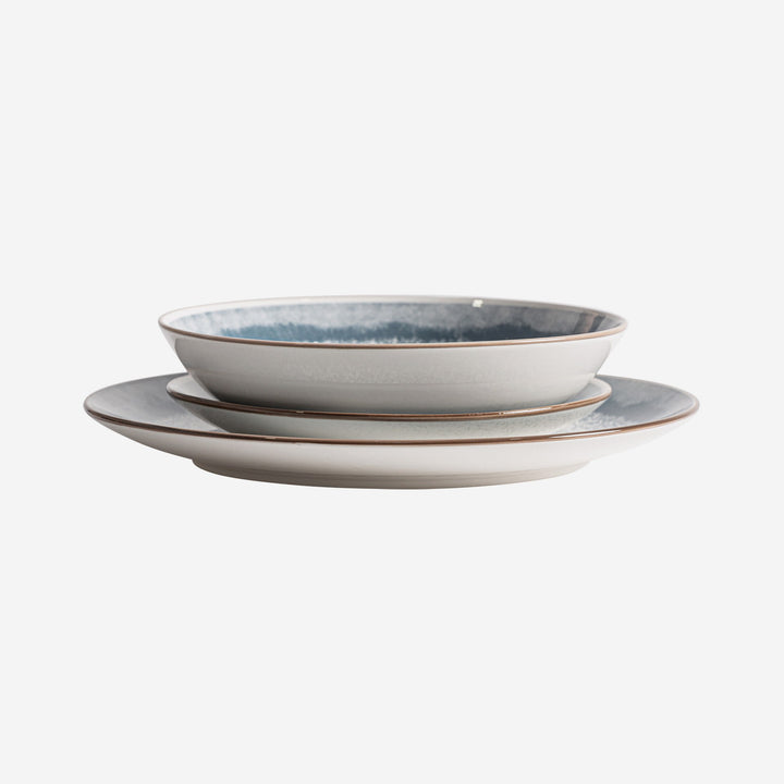 Vajilla de porcelana en color blanco 27 x 3 cm (juego de 18)