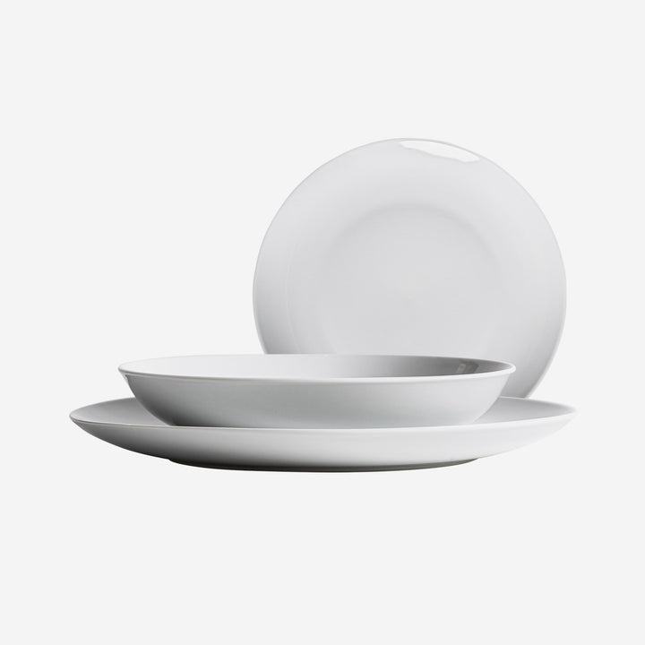 Vajilla de porcelana en color blanco de inspiración art déco 26 x 2 cm (juego de 18)