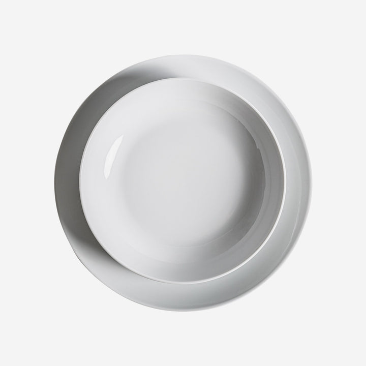 Vajilla de porcelana en color blanco de inspiración art déco 26 x 2 cm (juego de 18)