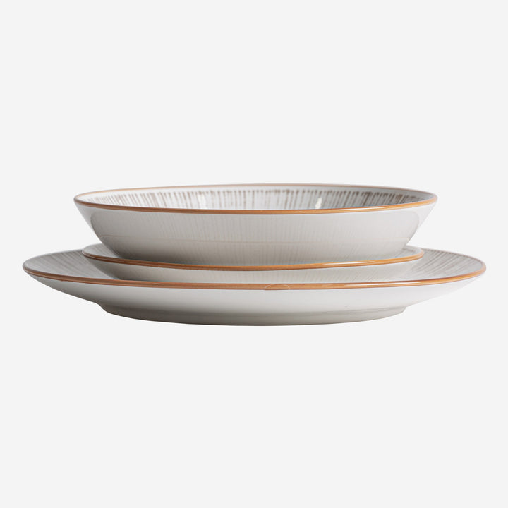 Vajilla de porcelana en color gris (juego de 18)