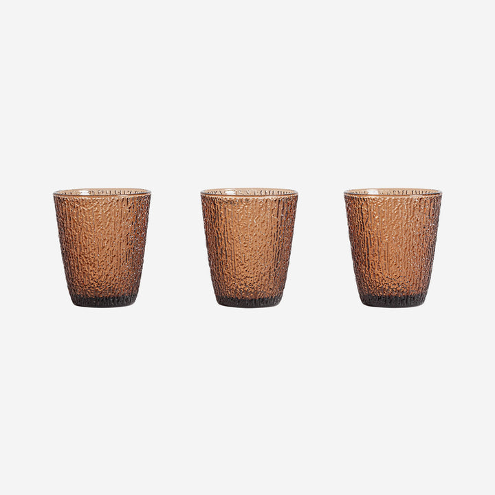 Vaso de cristal en color marrón (juego de 3)
