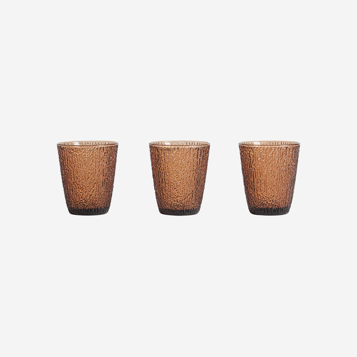 Vaso de cristal en color marrón (juego de 3)