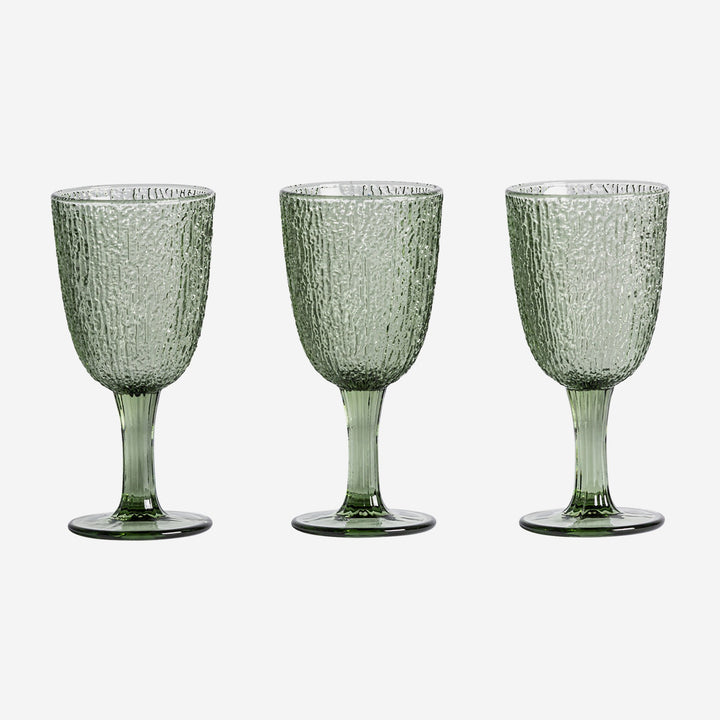 Vaso de cristal en color verde 8 x 17 cm (juego de 3)