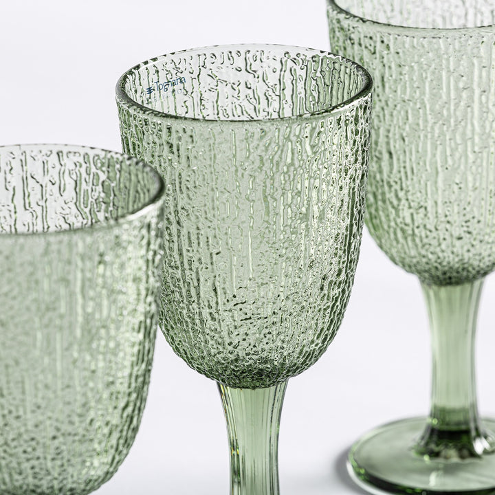 Vaso de cristal en color verde 8 x 17 cm (juego de 3) – detalle