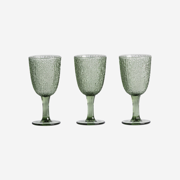 Vaso de cristal en color verde 8 x 17 cm (juego de 3)