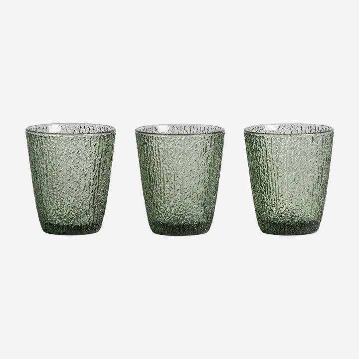 Vaso de cristal en color verde 9 x 10 cm (juego de 3)