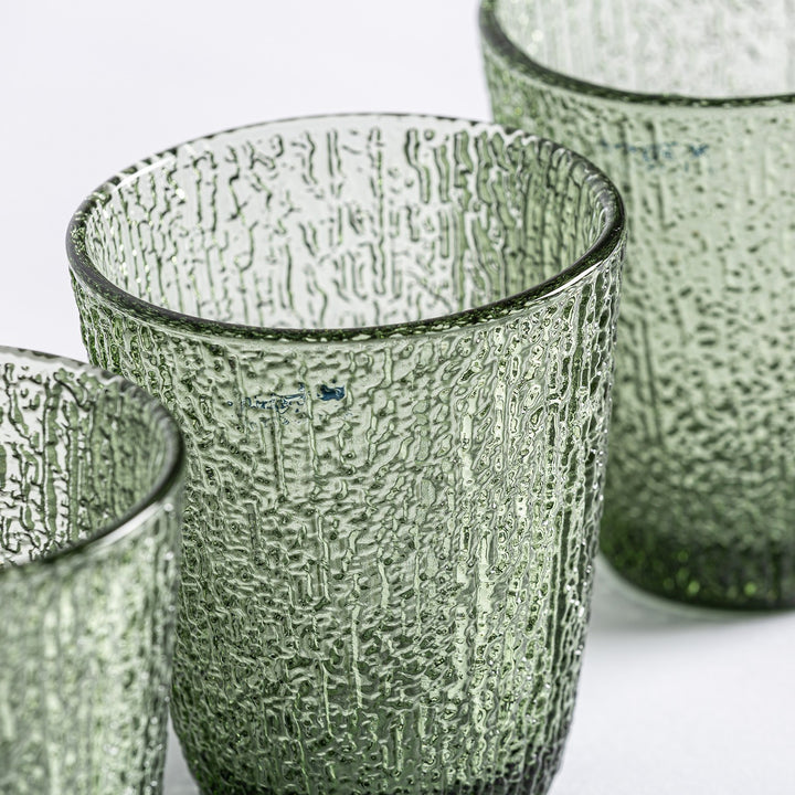 Vaso de cristal en color verde 9 x 10 cm (juego de 3) – detalle