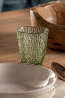 Vaso de cristal en color verde 9 x 10 cm (juego de 3) – detalle