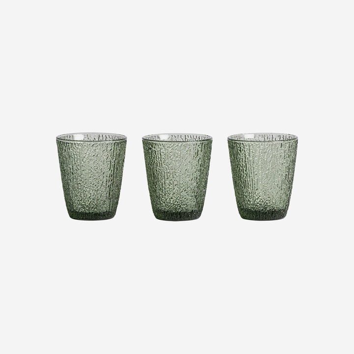 Vaso de cristal en color verde 9 x 10 cm (juego de 3)
