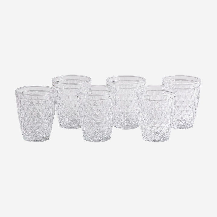 Vaso de cristal transparente de líneas contemporáneas 8 x 10 cm (juego de 6)