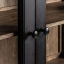 Vitrina de madera de mango y vidrio en color negro – detalle
