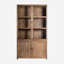 Vitrina de madera de teca reciclada y cristal en color marrón 121 x 50 x 220 cm