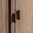 Vitrina de madera de teca reciclada y cristal en color marrón 121 x 50 x 220 cm – detalle