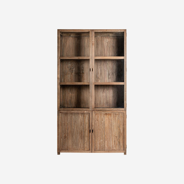Vitrina de madera de teca reciclada y cristal en color marrón 121 x 50 x 220 cm
