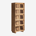 Vitrina de madera de teca reciclada y cristal en color marrón 85 x 46 x 211 cm