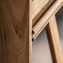 Vitrina de madera de teca reciclada y cristal en color marrón 85 x 46 x 211 cm – detalle