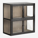 Vitrina modular – Negro / Madera de olmo y cristal