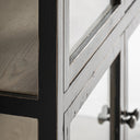 Vitrina modular – Negro / Madera de olmo y cristal – detalle