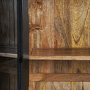 Vitrina modular de madera de mango y cristal en color negro – detalle