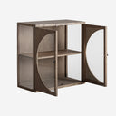 Vitrina modular de madera de olmo y cristal en color marrón