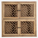 Vitrina modular de madera de olmo y cristal en color marrón natural