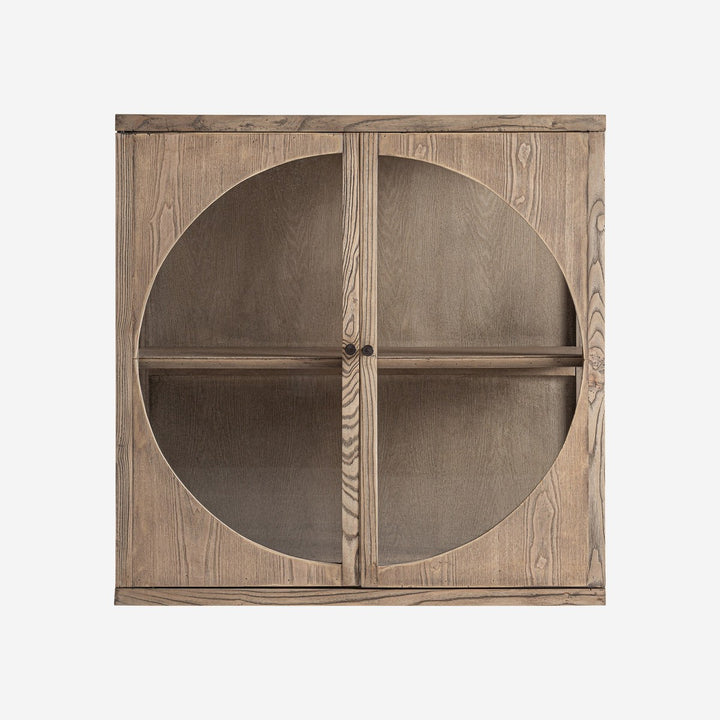 Vitrina modular de madera de olmo y cristal en color marrón