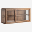 Vitrina modular de madera de teca y vidrio en color marrón