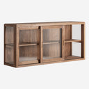 Vitrina modular de madera de teca y vidrio en color marrón