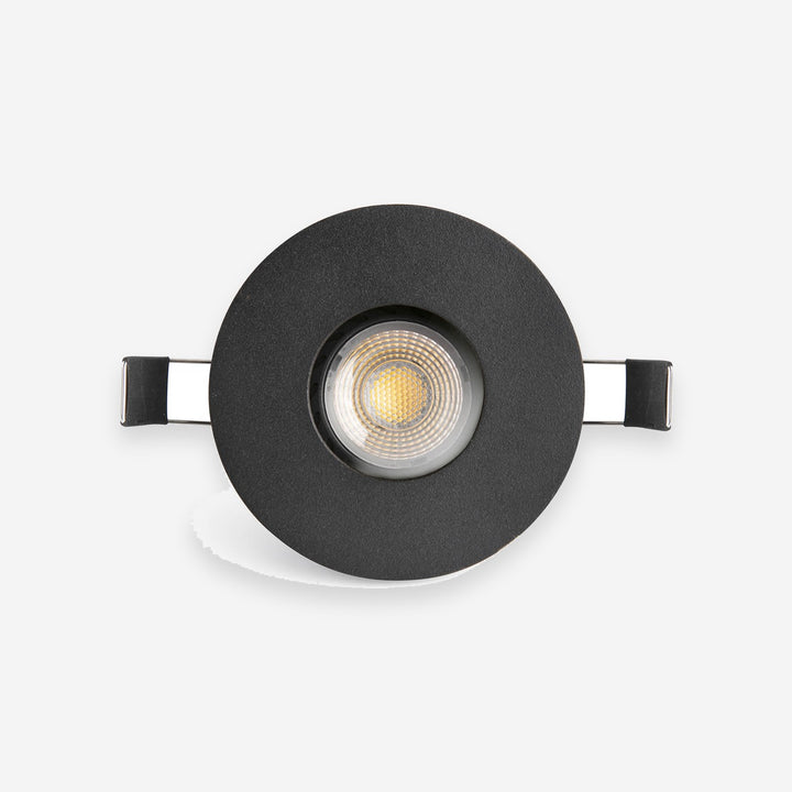 Ronde zwarte inbouwspot van aluminium en glas Ø9,8 x 3,7 cm 10 W IP65 uitsparing ø 85