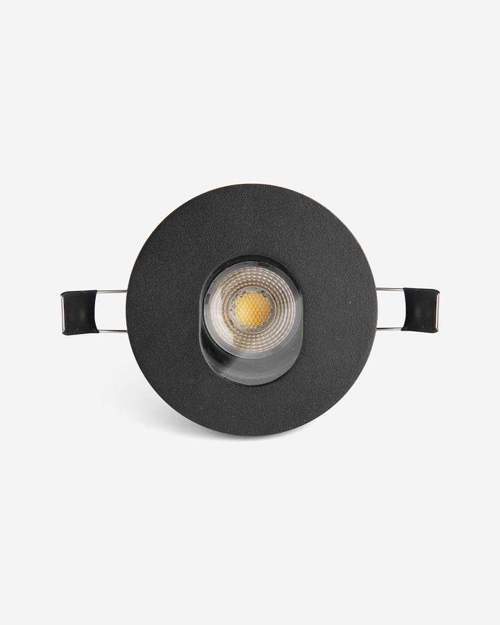 foco empotrable redondo orientable de aluminio y cristal negro ø9,8 x 3,7 cm 10 w ip65 corte ø 85