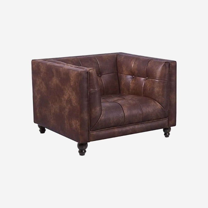 WILLOW Aged Leather Effect Faux Leather Bench