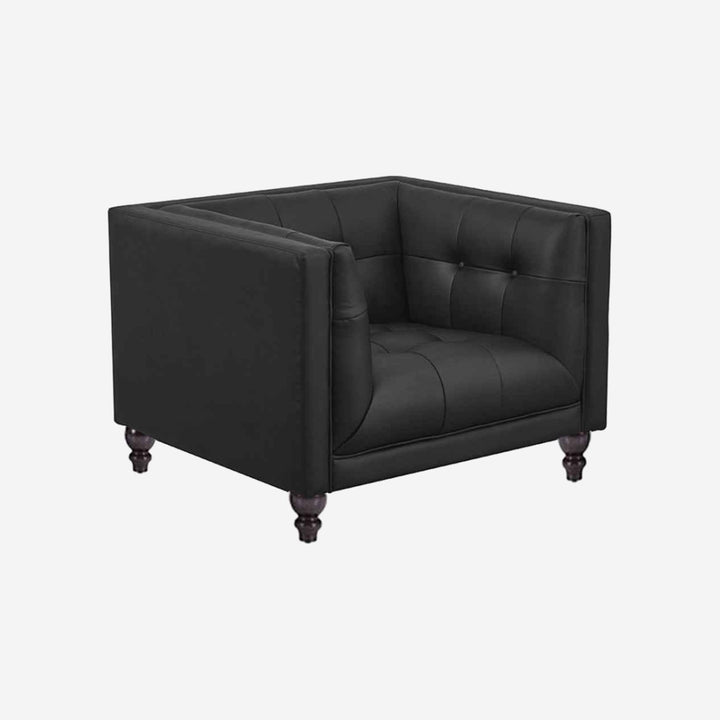 WILLOW Black Faux Leather Bench