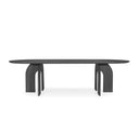 mesa curva ovalada negra de comedor  
estilo contemporaneo elegante