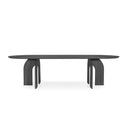 mesa curva ovalada negra de comedor  
estilo contemporaneo elegante