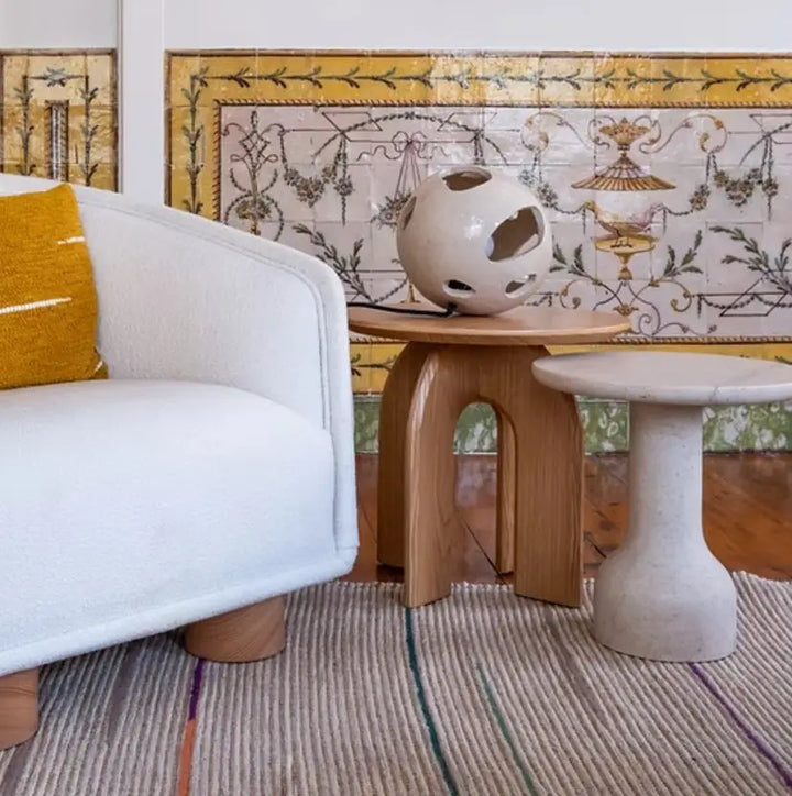mesa auxiliar de madera maciza de nogal