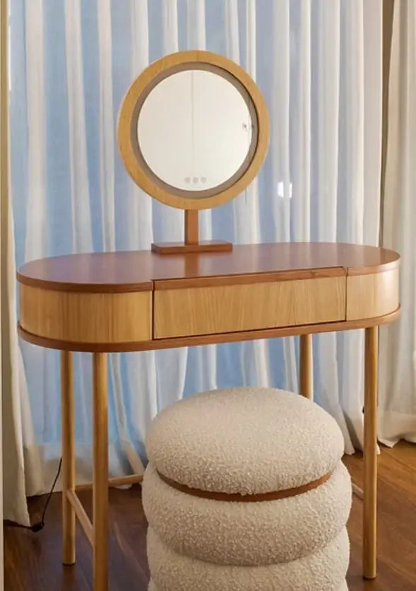 tocador de madera con espejo con luz y cajon