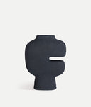 JARRÓN NIVEO en resina negra rugosa